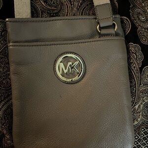 Michael Kors Taupe Leather Messenger Bag